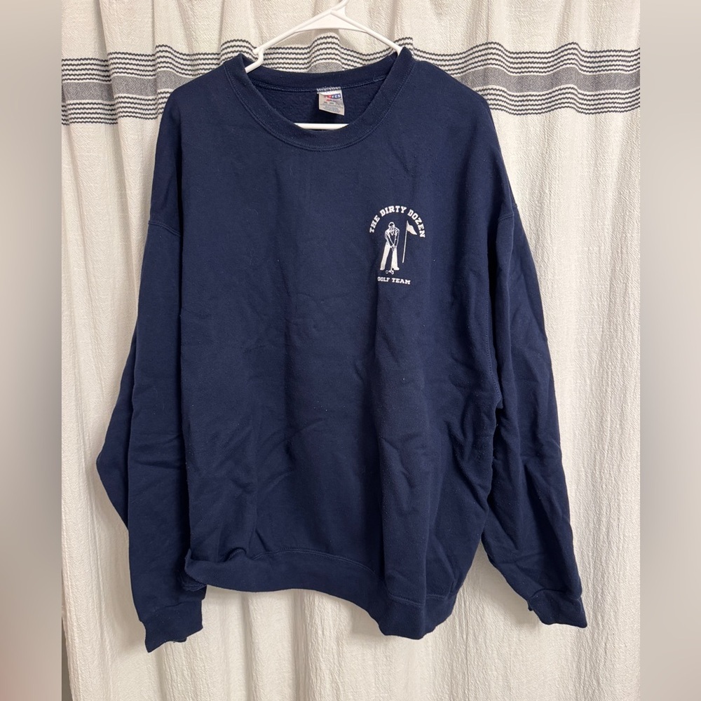 Jerzees Navy Crewneck Sweatshirt with White Golf Team Logo